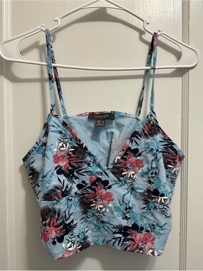 Primark: Blue Tropical Floral Crop Top